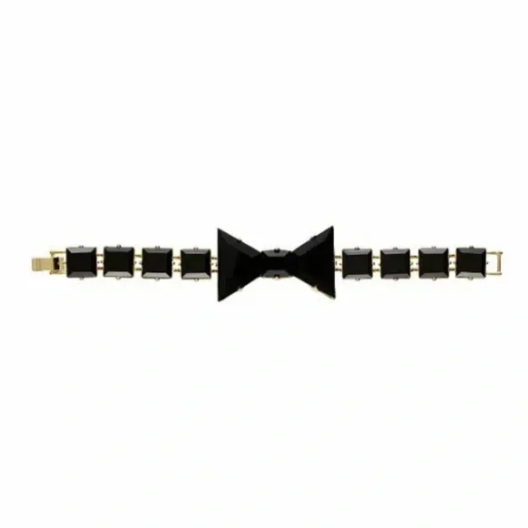 RARE KATE SPADE BLACK TIE OPTIONAL CRYSTAL BRACELET - Picture 2 of 5